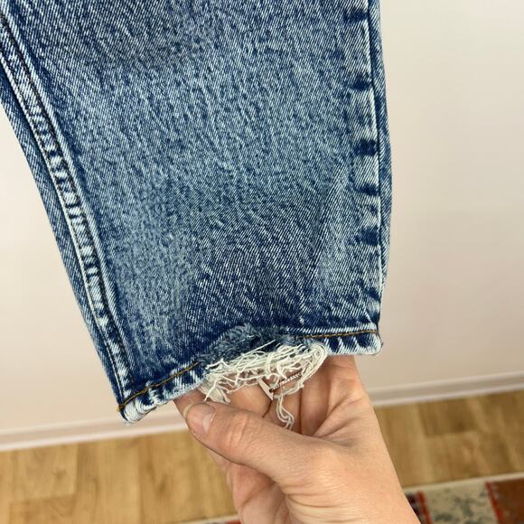 Abercrombie Blue Distressed Raw Edge The Mom High Rise Denim Jeans 27/4 - Picture 5 of 6